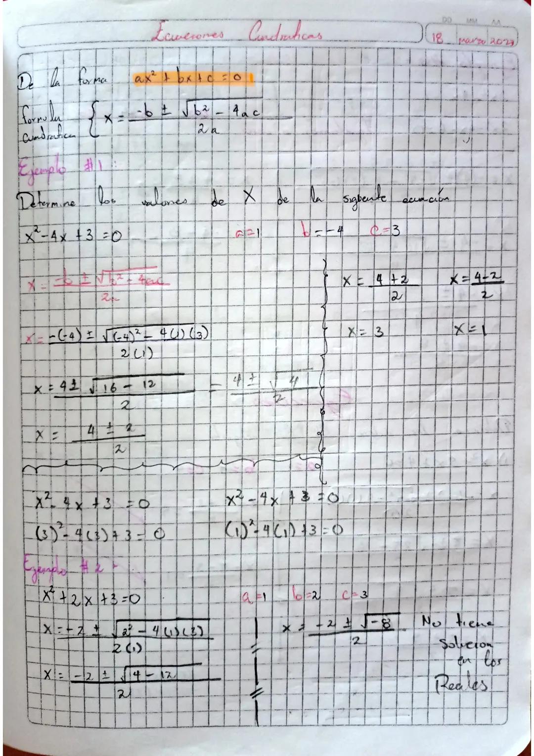 Ecuaciones cuadráticas 