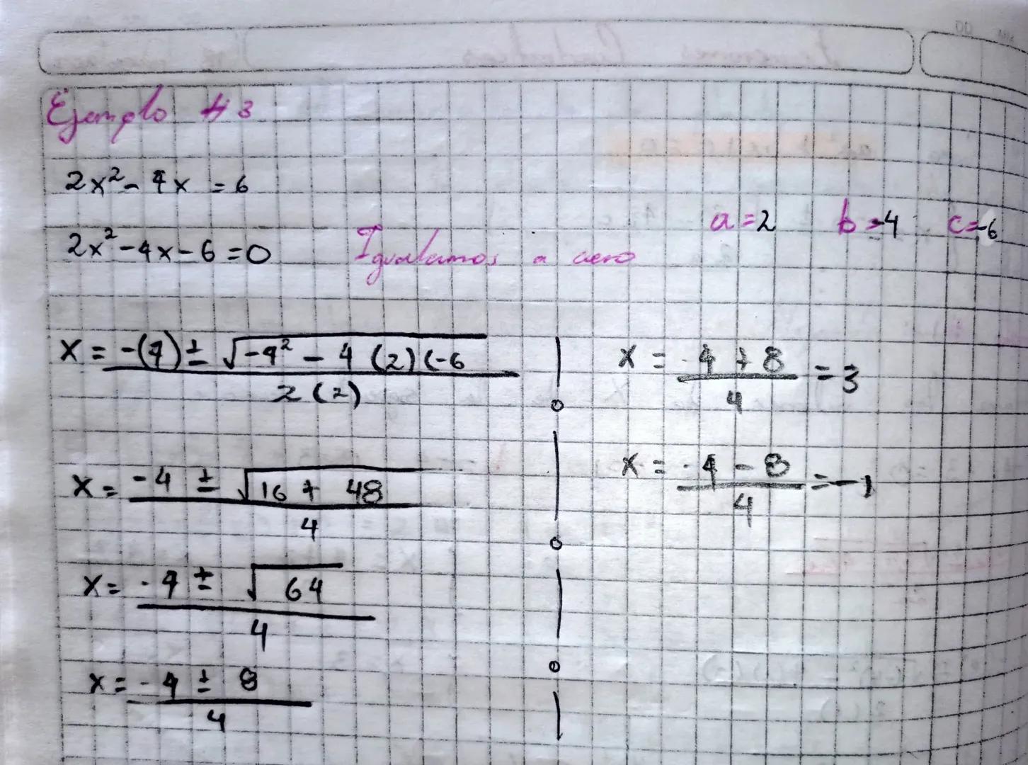 De la forma
[form lu
Cumbratica
X =
Ecwverones Candraticas
2
Lax² + bx + c = 01
-6 ± √62-4ac
2a
DO
MM AA
- marzo 2023.
Ejemplo
Determine los