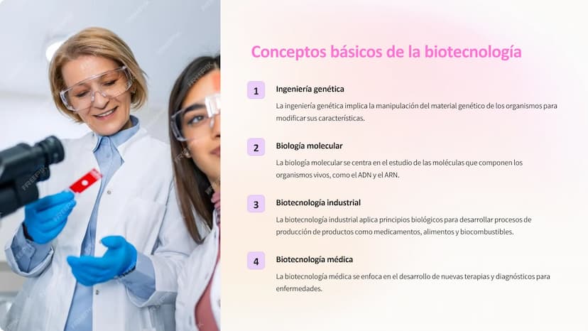 biotecnología
La biotecnología es una rama de la ciencia que utiliza organismos vivos,
sistemas o procesos biológicos para producir producto
