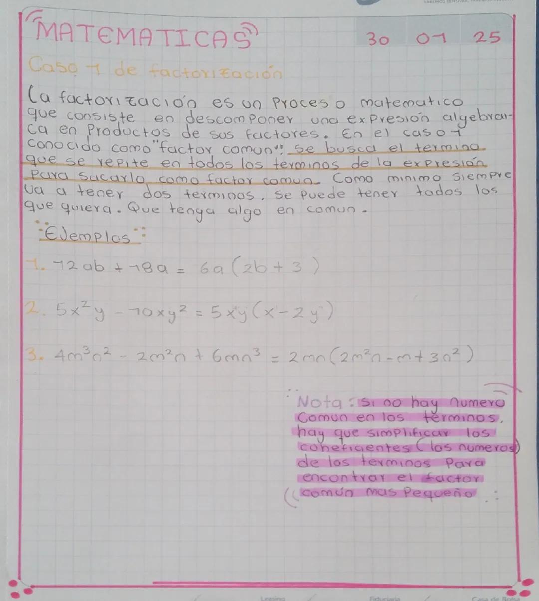Caso 1 de factorización ( factor común)