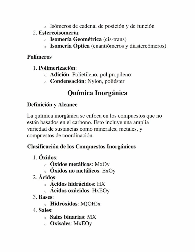 QUÍMICA ORGÁNICA E
INORGÁNICA
Química Orgánica
Definición y Alcance
La química orgánica es la rama de la química que estudia los
compuestos 