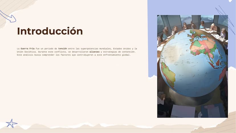 2200
пос
La Guerra Fría: Un
Análisis Profundo de
un Conflicto Global *
Introducción
La Guerra Fría fue un periodo de tensión entre las super