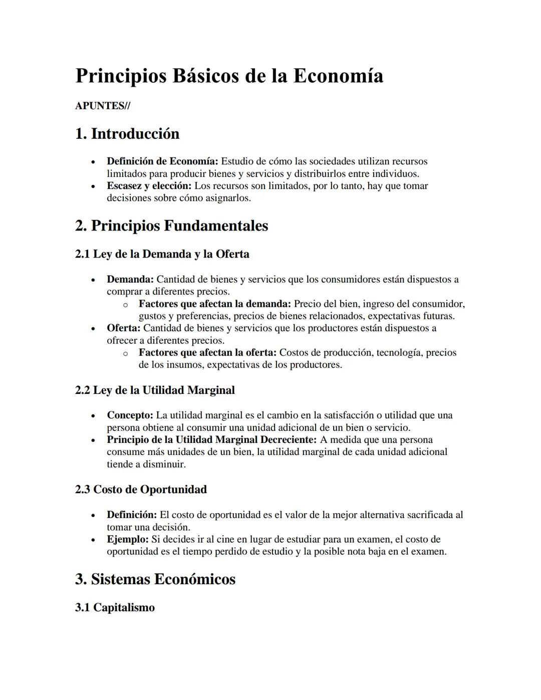 Principios Básicos de la Economía
APUNTES//
1. Introducción
•
•
Definición de Economía: Estudio de cómo las sociedades utilizan recursos
lim