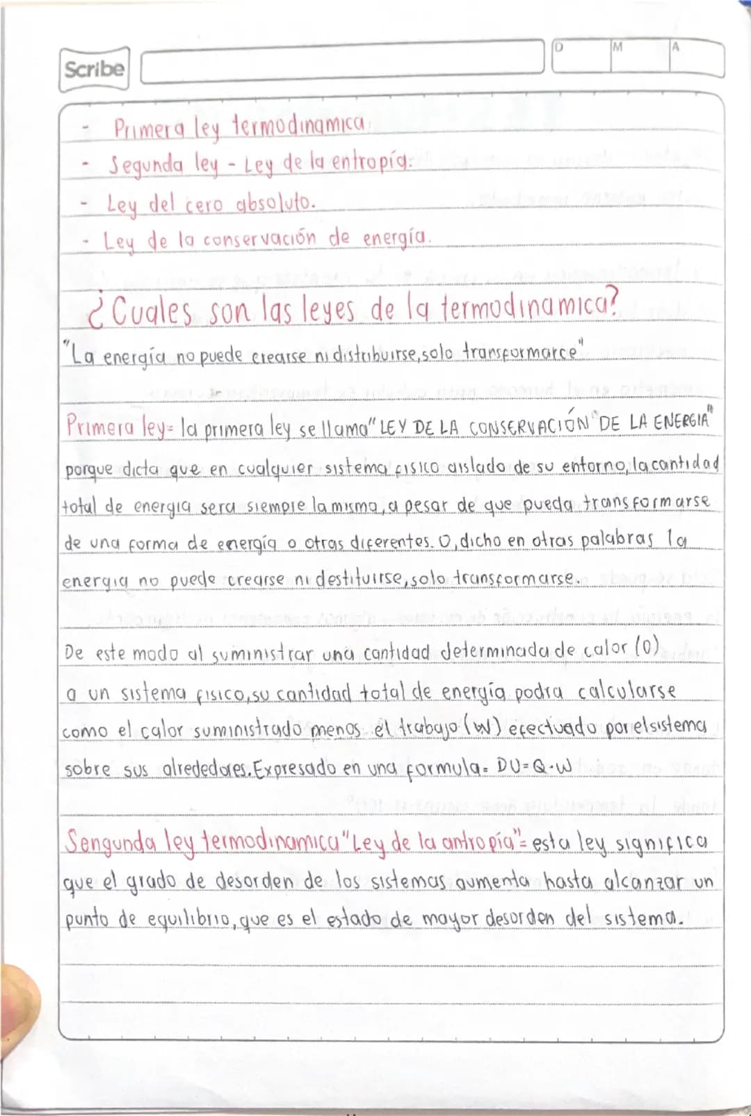 M
Scribe
TERMODINAMICA
Objetivo definir el concepto de termodinamica y su relación con
nuestro entorno inmediato.
La termodinamica en la fis
