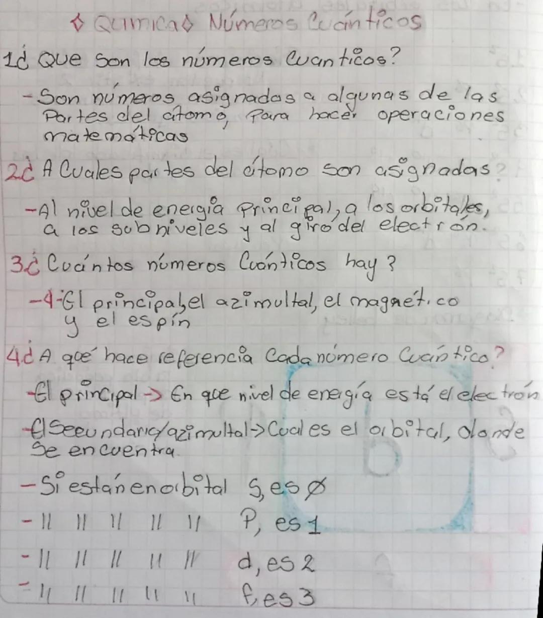 Quimica Números Cuánticos
1d Que son los números Cuanticos?
-Son números asignados a algunas de las s
Partes del atomo, Para hacer operacion