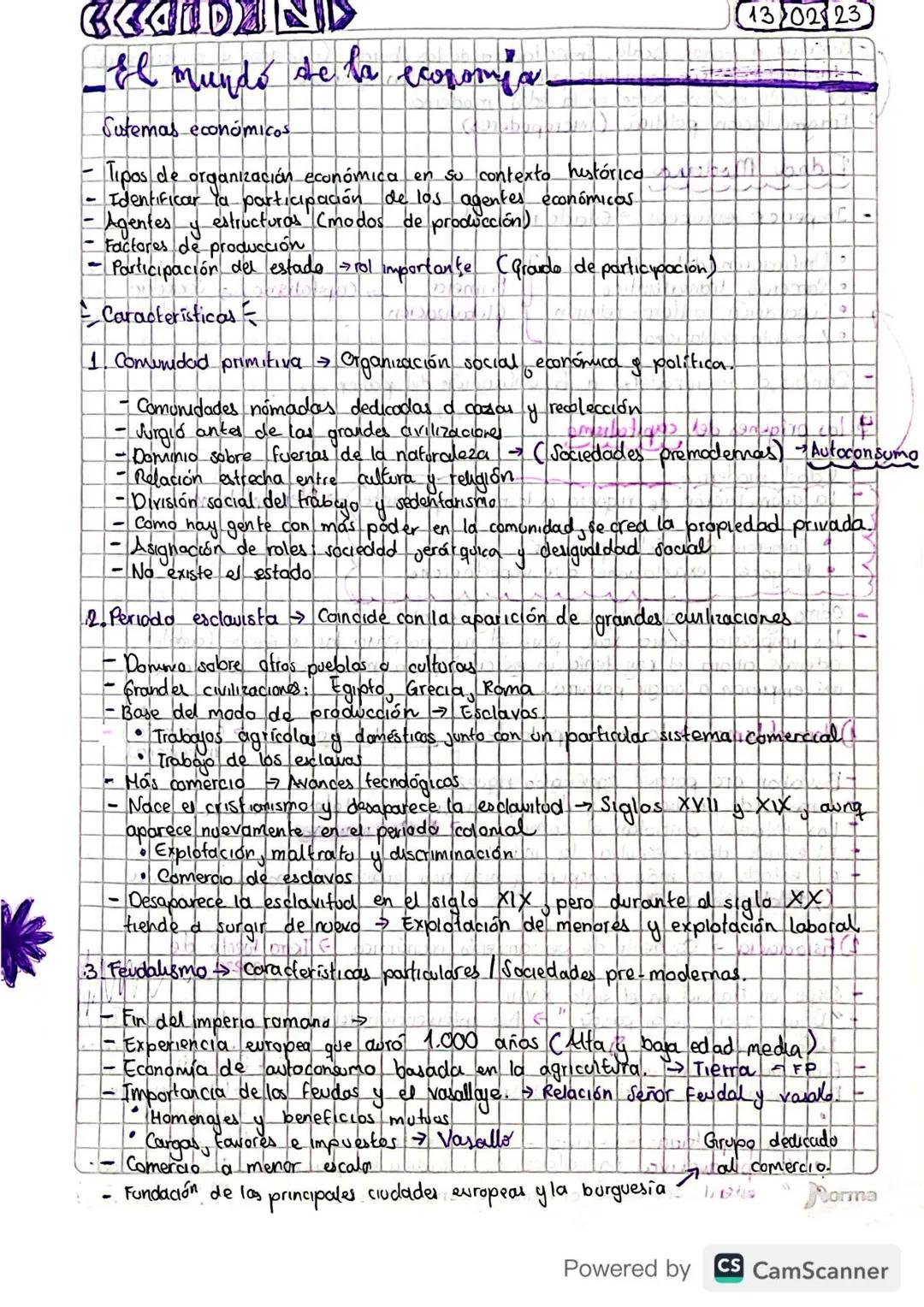 KALDA
-El mundo de la economy a
Sutemas económicos
Tipos de organización económica en su contexto histórico.
Identificar la participación de