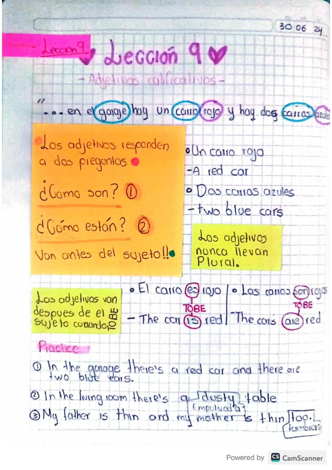 Leccion 8
- A vs An / Thereis vs There are
(Afirmativa - Negativa - Interrogativa).
Lección 8
Norma
Powered by CS CamScanner Articulos Indef