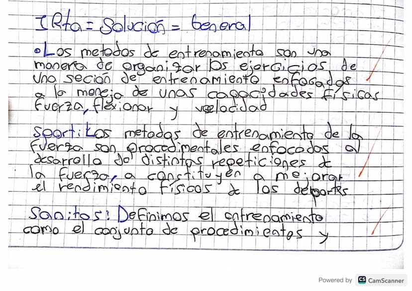 IRta = Solucion = General
• Los metodos de entrenamiento son una
manera de organizar Ds ejercicios de
Uno seción de entrenamiento enfocados
