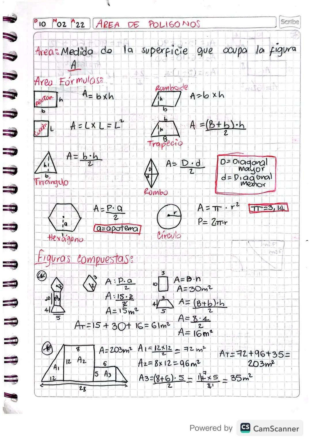 10 M02 22 AREA DE POLIGONOS
Scribe
Area: Medida de la superficie que ocupa la figura.
A
Area Formulase.
Rectan
b
A
h
Azbxh
A=LXL=L
A = b; h
