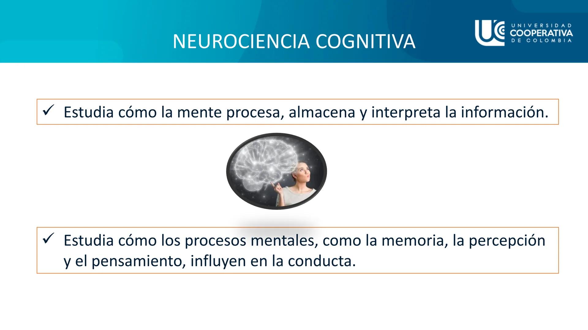 UG
UNIVERSIDAD
COOPERATIVA
DE COLOMBIA

NEUROCIENCIAS COGNITIVA Y DEL COMPORTAMIENTO
CONCEPTOS

FACULTAD DE PSICOLOGIA
PROFESORA: NAZIRA AUN