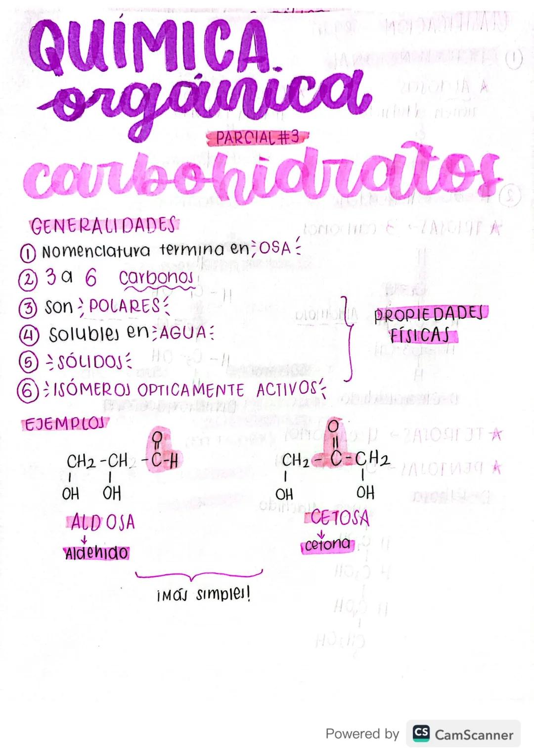 QUÍMICA
organica
PARCIAL #3
MODDA
2010 JA A
carbohidratos
GENERALIDADES
tortor & -ZA2019 A
①Nomenclatura termina en OSA
DIONSHA PROPIEDADES
