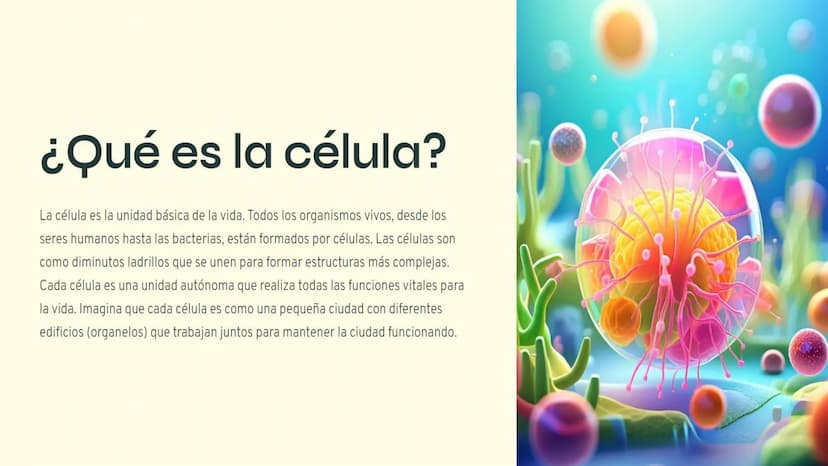 ¿Qué es la célula?
La célula es la unidad básica de la vida. Todos los organismos vivos, desde los
seres humanos hasta las bacterias, están 