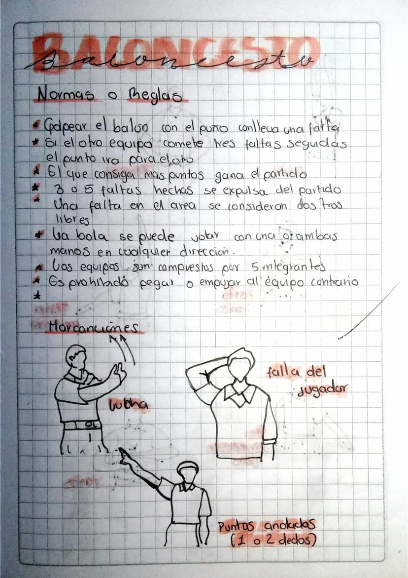 Baloncesto
Normas o Reglas
Golpear el balon con el puño conlleva una fatte
Si el otro equipo comete tres faltas seguidas
el punto ira para e