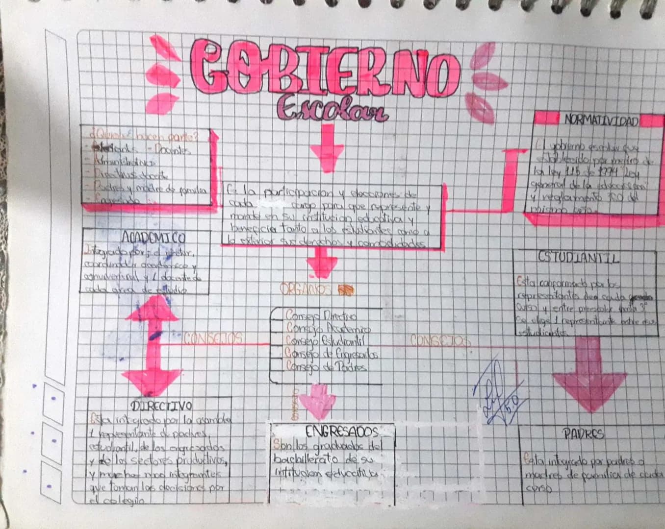 Mapa conceptual sobre el gobierno escolar 