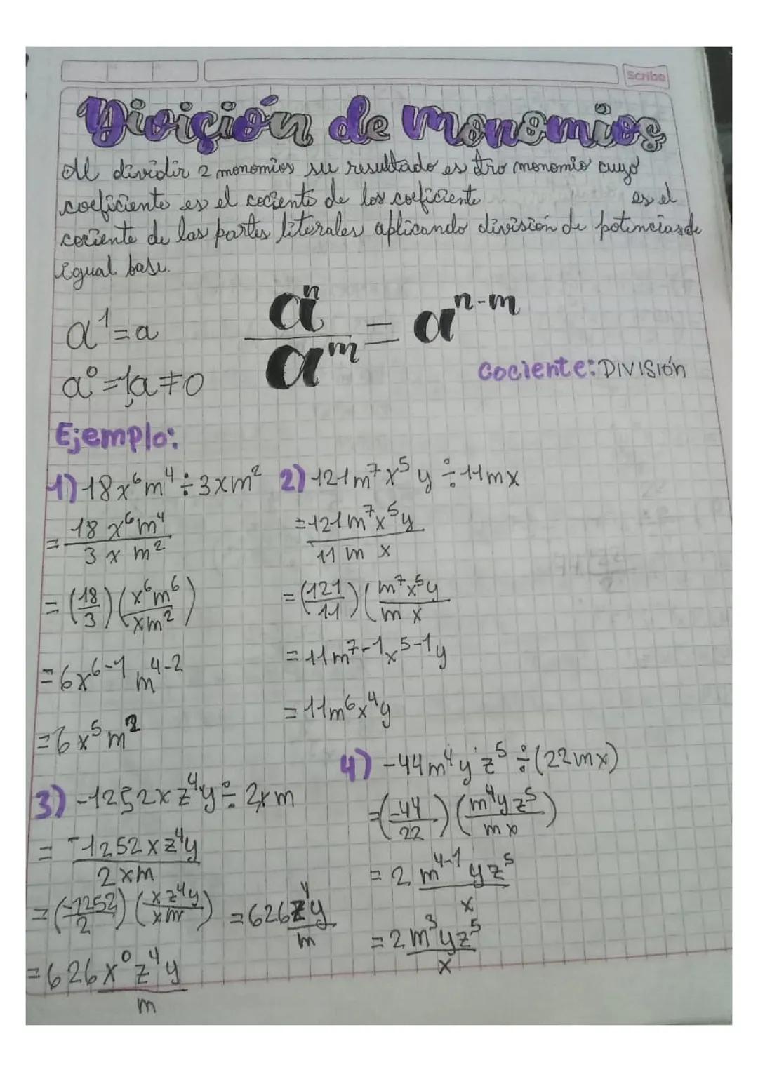 División de monomios