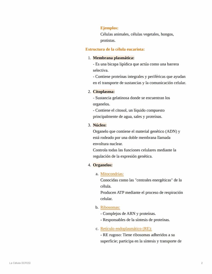 La Célula (ICFES)
La Célula *
Preguntas o Ideas Clave *
• ¿Qué características
diferencian a una célula
procariota de una
eucariota?
¿Cuáles