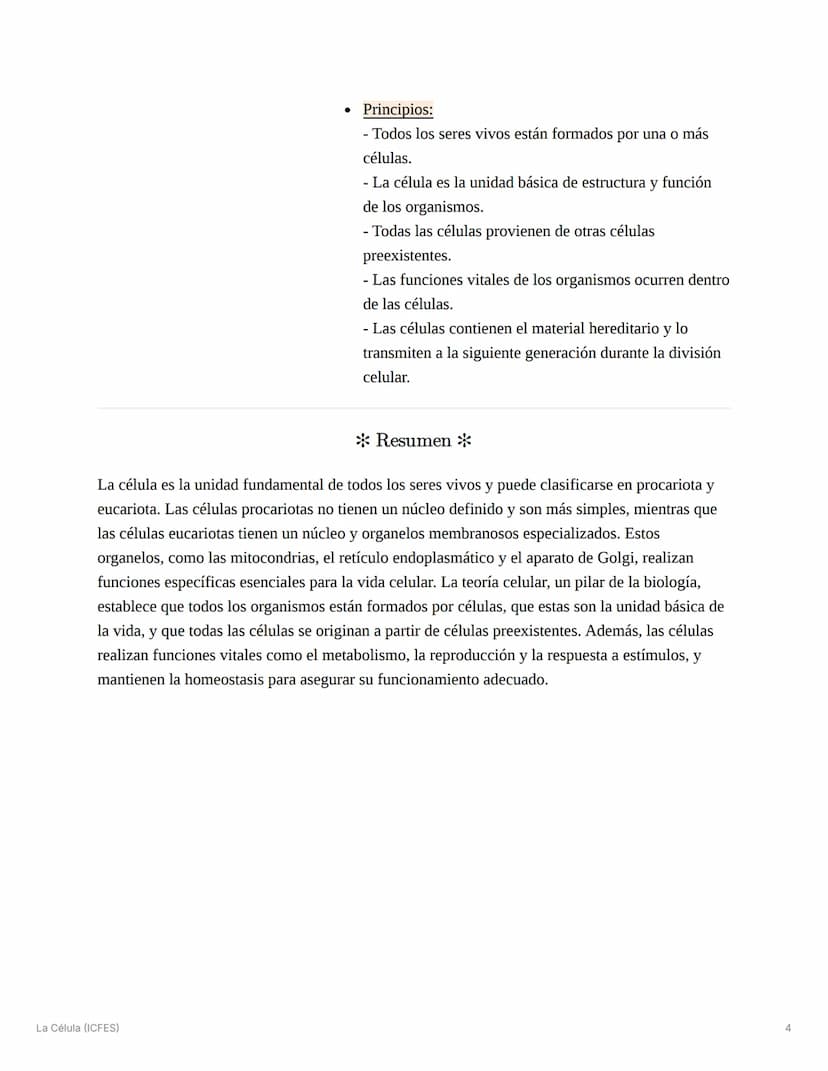 La Célula (ICFES)
La Célula *
Preguntas o Ideas Clave *
• ¿Qué características
diferencian a una célula
procariota de una
eucariota?
¿Cuáles