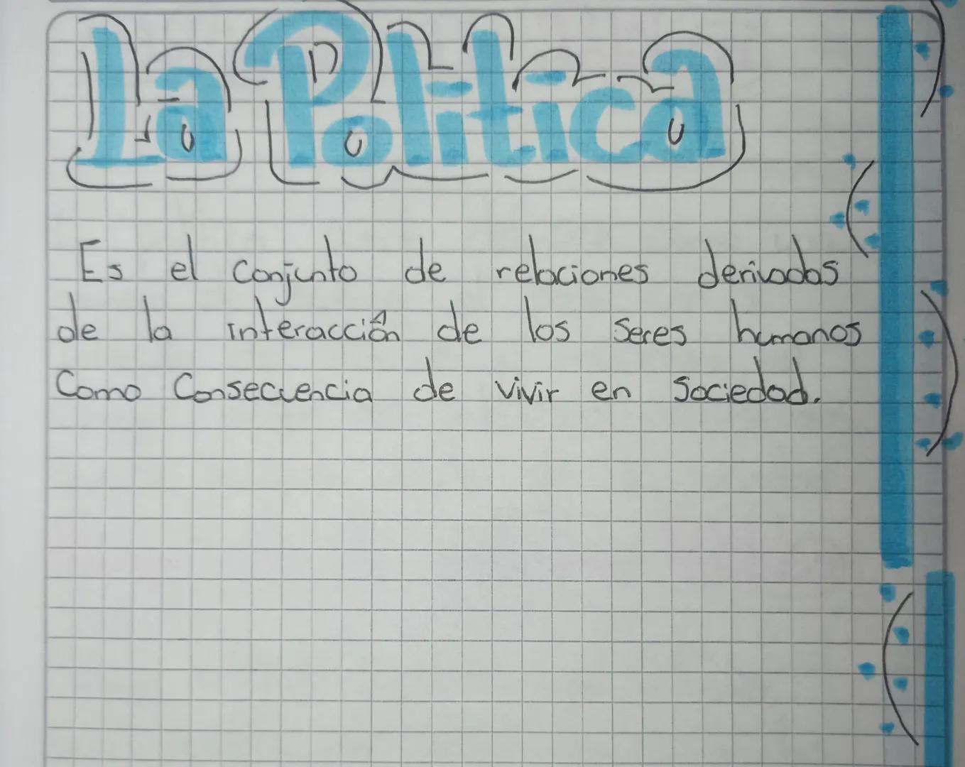La Politica
Es el conjunto de rebciones derivados
de la interacción de los seres humanos.
Como Consecuencia de vivir en Sociedod. Definicion