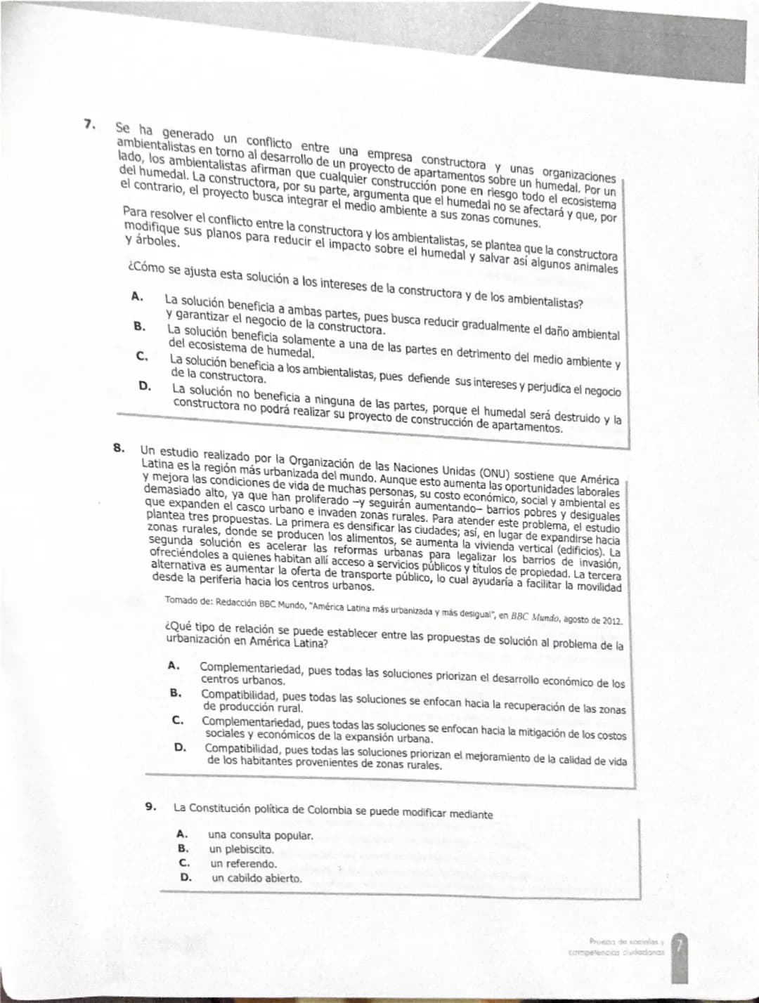 PRUEBA DE SOCIALES Y COMPETENCIAS
CIUDADANAS
1. Como argumento a favor del vegetarianismo, una persona afirma que consumir carne es nocivo
p