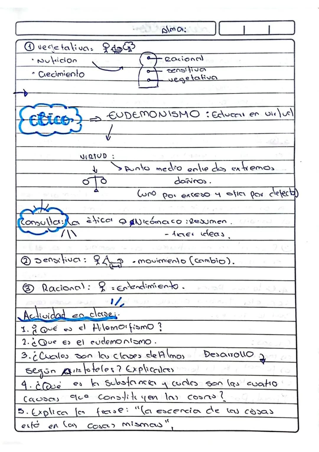 08 05 24.

ARISTOTELES

(EMPIRISTA) (discipulo de secrates).

Antropologia
(el alma es la fama del cuerpo )

Hilemorfismo- union alma y cuer