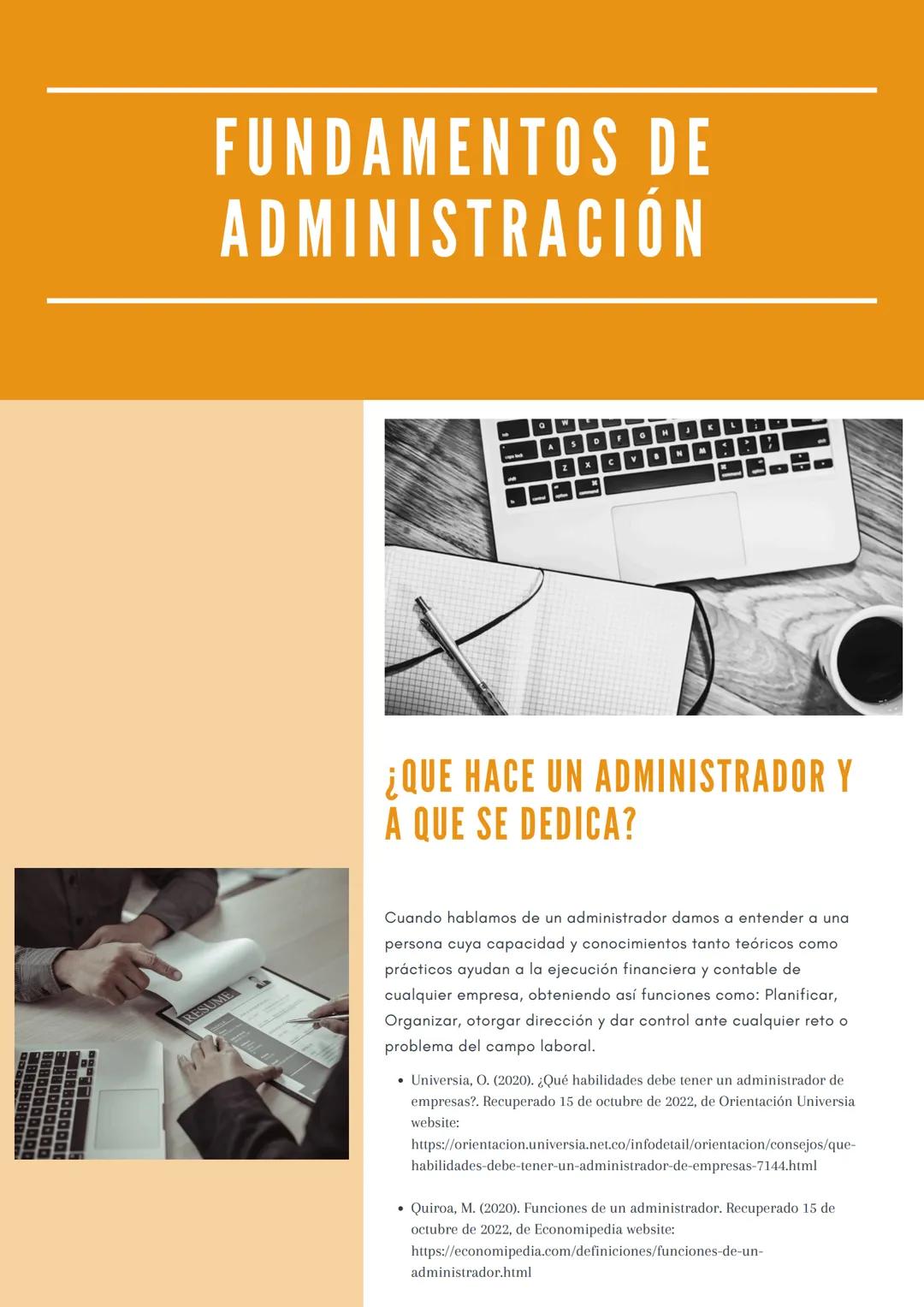 FUNDAMENTOS DE
ADMINISTRACIÓN
x
¿QUE HACE UN ADMINISTRADOR Y
A QUE SE DEDICA?
RESUME
Cuando hablamos de un administrador damos a entender a 