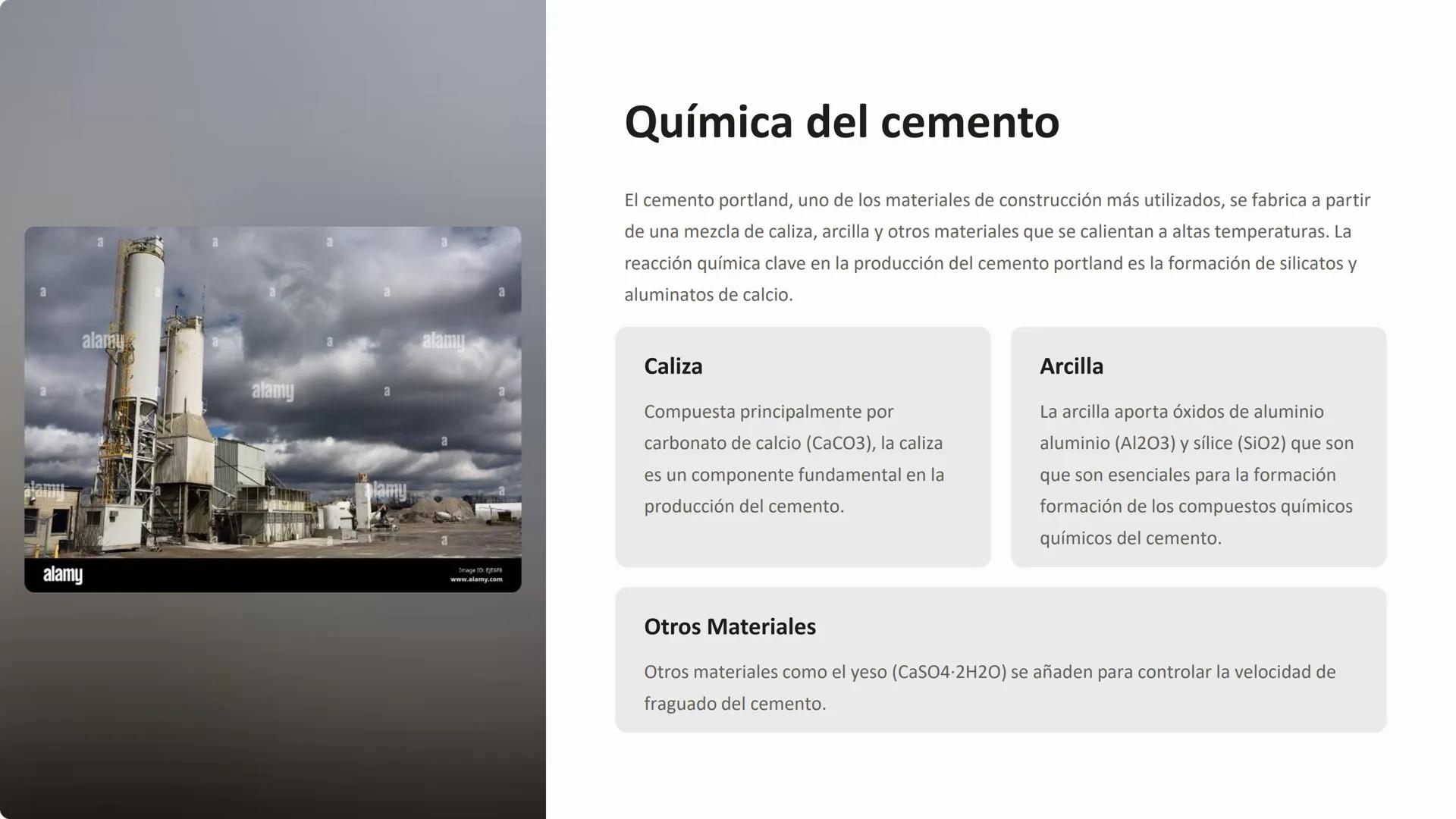 la química de los
materiales de
construcción
La química juega un papel crucial en la comprensión y el desarrollo de los
materiales de constr