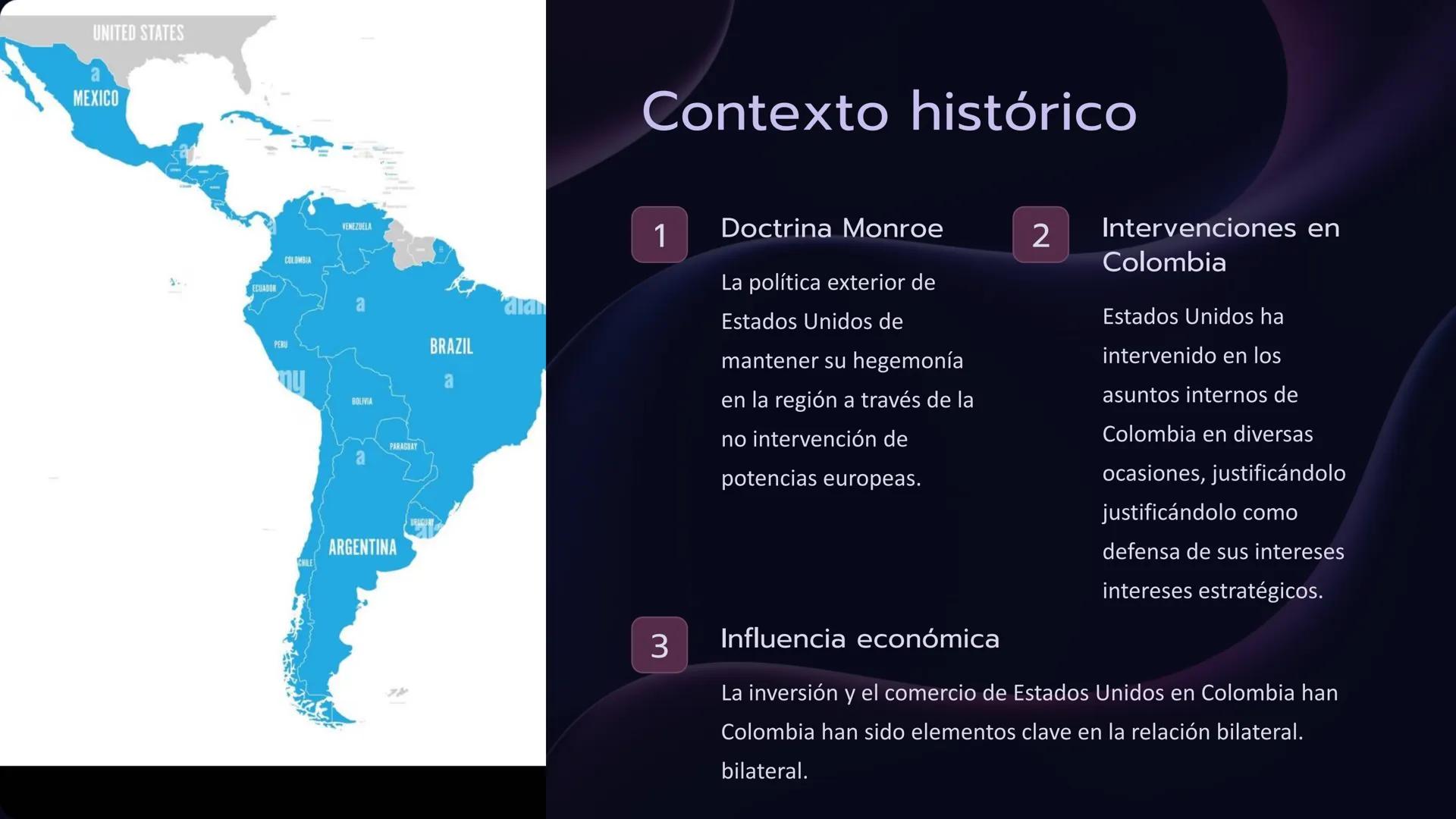 # Relaciones de

# Colombia con

# Estados Unidos

Colombia y Estados Unidos comparten una historia compleja de
influencia e intervención es
