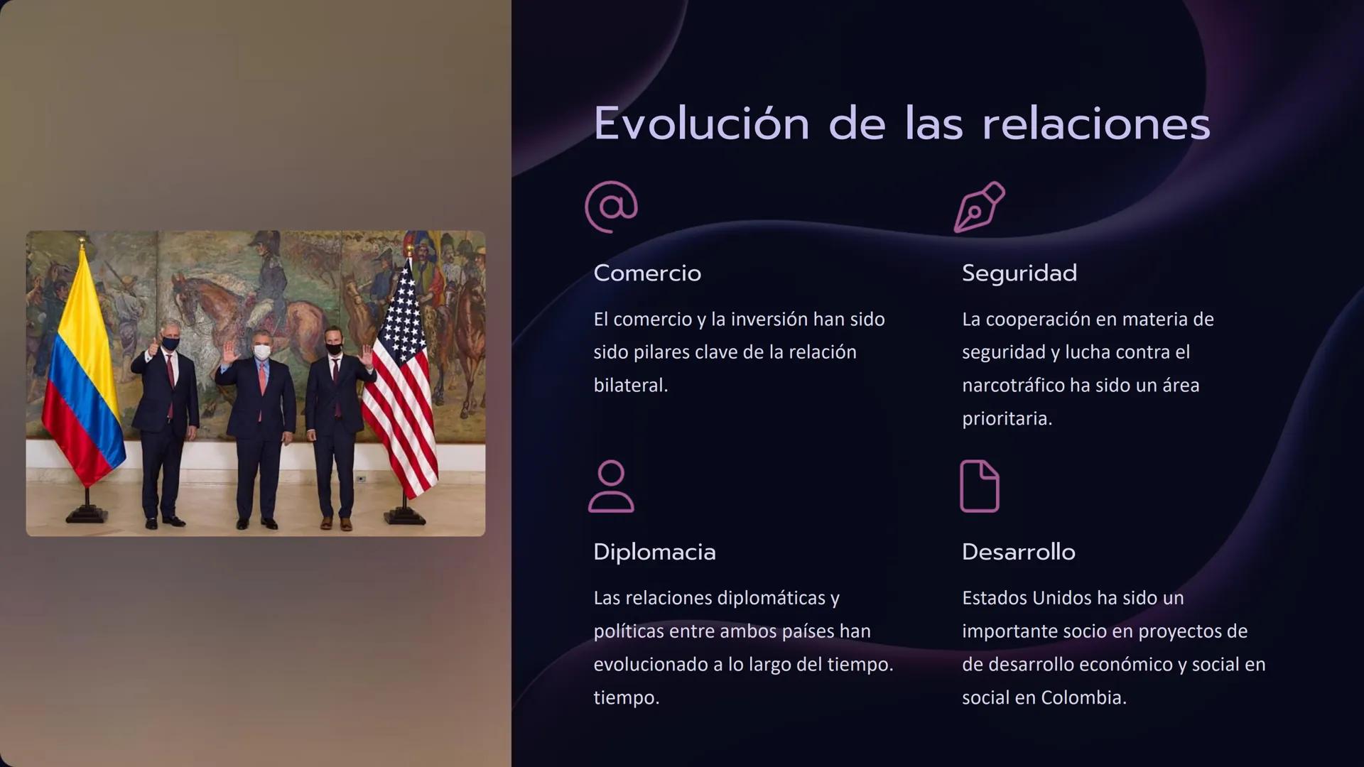 # Relaciones de

# Colombia con

# Estados Unidos

Colombia y Estados Unidos comparten una historia compleja de
influencia e intervención es
