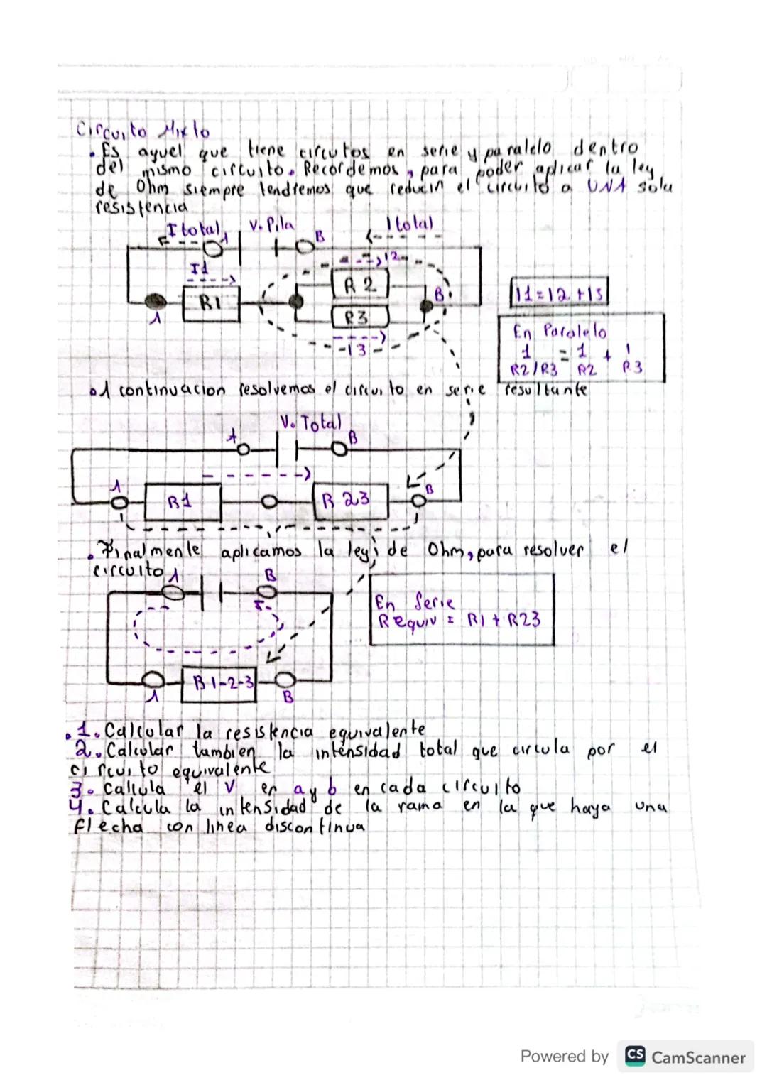 Circuito Miklo
aquel que tiene circutos en serie y paralelo dentro
mismo circuito. Recordemos, para poder aplicat la ley
de Ohm siempre tend
