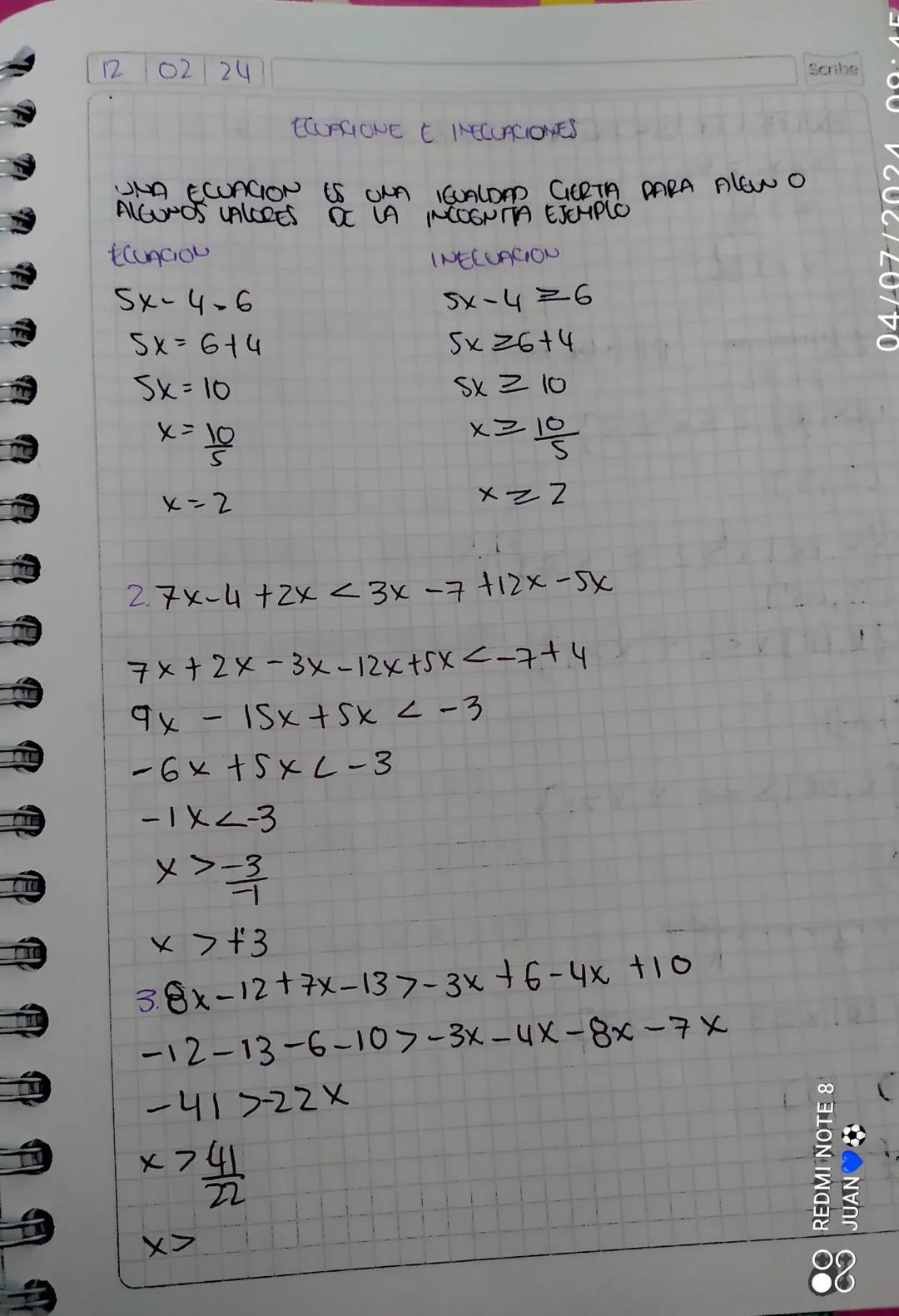 Ecuaciones e inecuaciones 