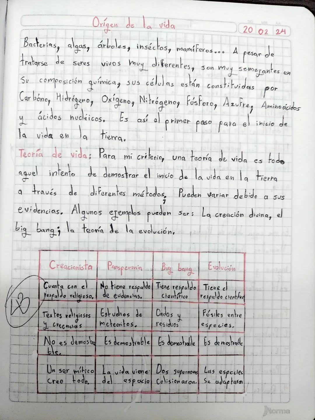 Origen de la vida
Bacterias, algas, árboles, insectos, mamíferos... A
DO MM
20 02 24
Seres
vivos muy diferentes,
pesar de
Son muy semejantes