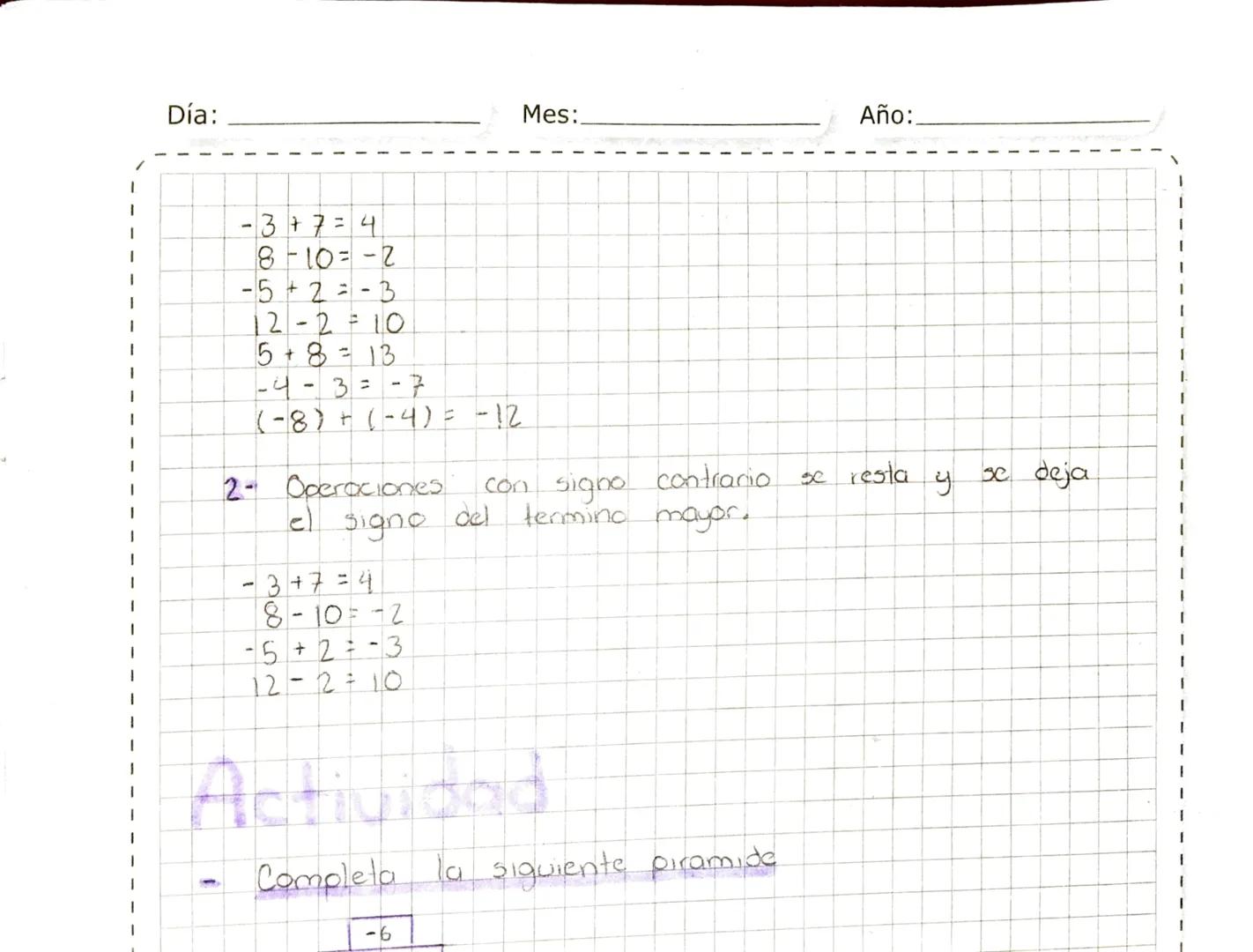 -5 -4 -3 -2 -1 0 1 2 3 4 5

# Numeros N

Numeros Positivos (0,1,2,3...)
ameros.
Numeros Completos
Cero Neutro

- Partes de las operaciones b