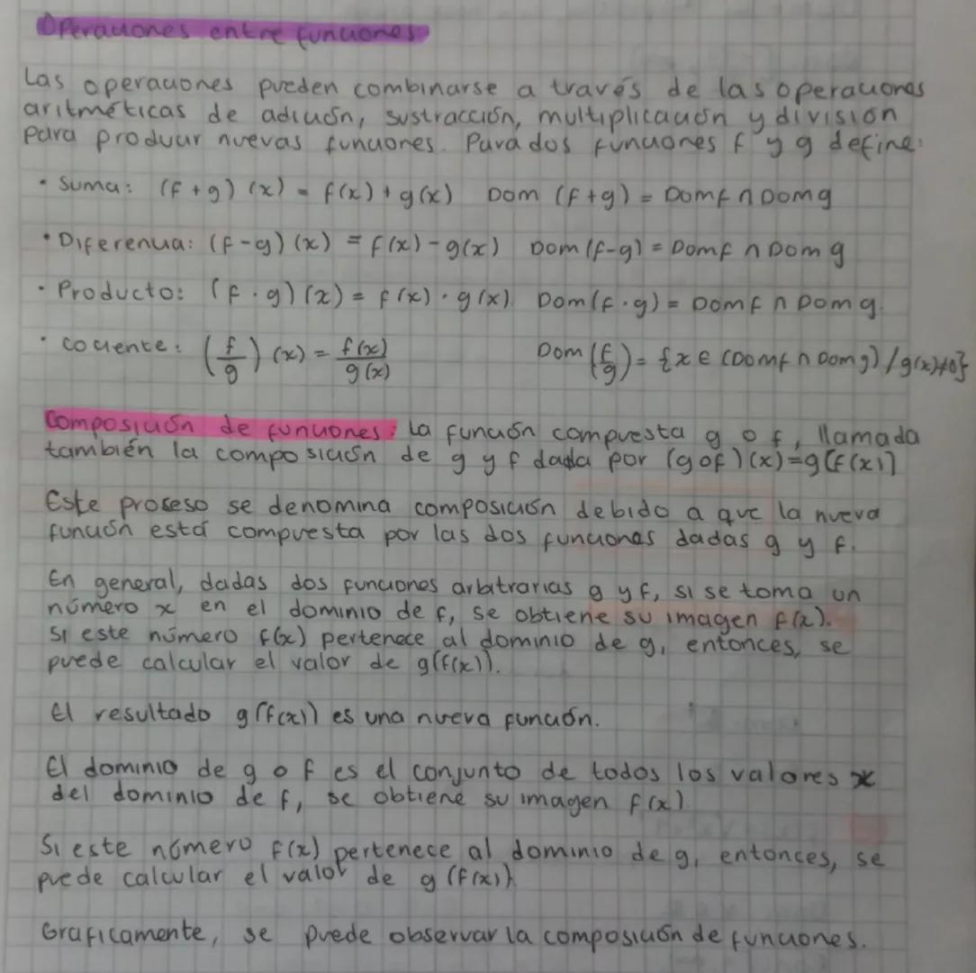 # Operaciones entre funciones

Las operaciones pueden combinarse a través de las operaciones
aritméticas de adiuón, sustracción, multiplicac