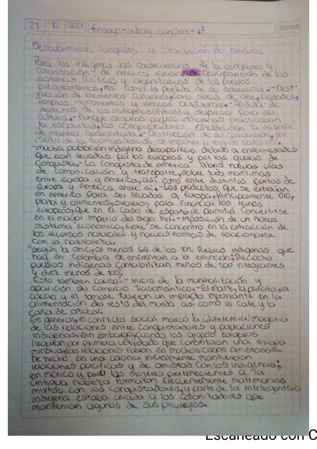 27
10 2021 Ensoup-oahoa canchez-3
Descubrimento Conquiste y colchitación de América
Para las indigenas las consecuencias de la congasta y
Co