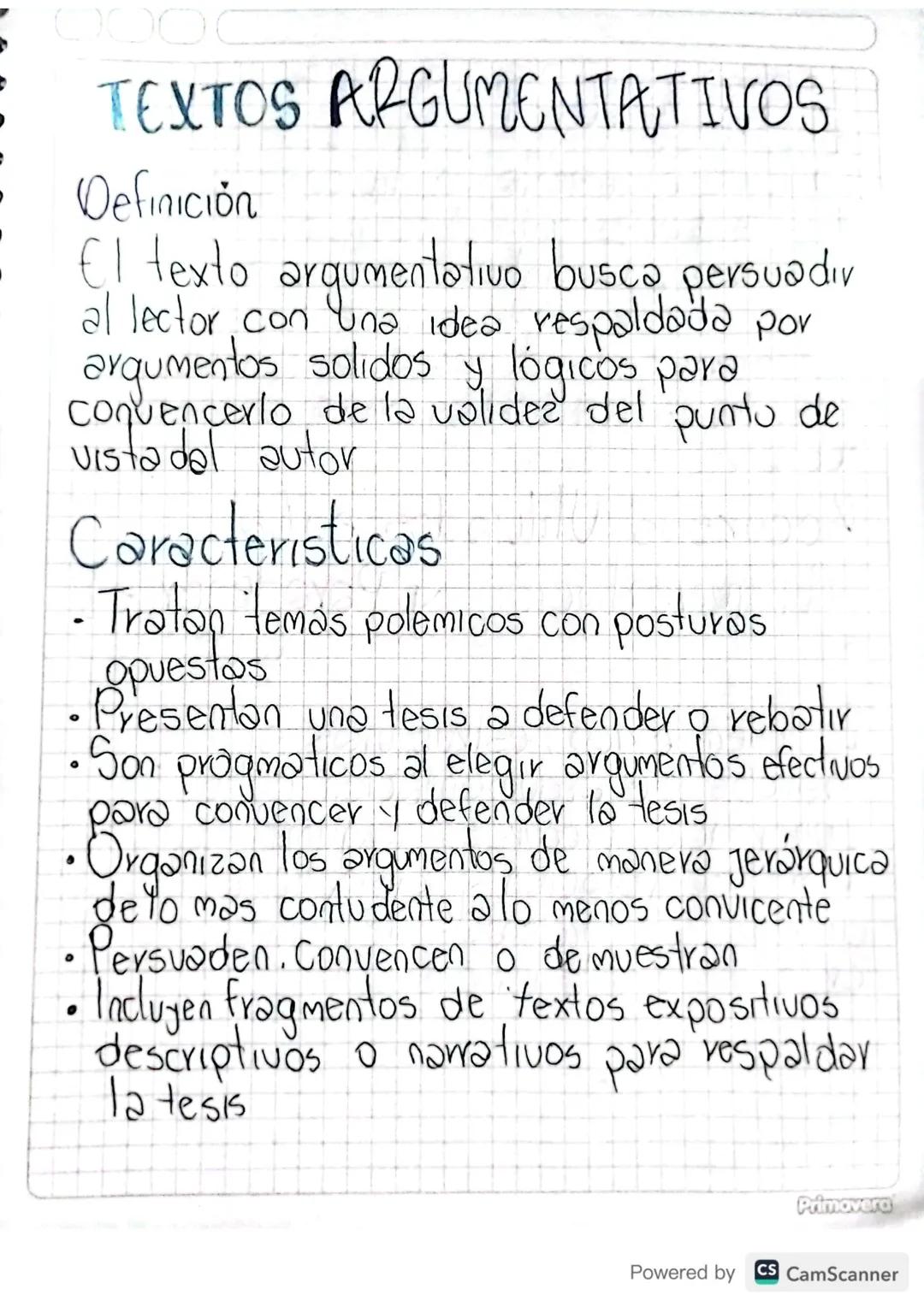 0000
-
TEXTOS ARGUMENTATIVOS
Definición
El texto argumentativo busca persuadiv
al lector, con una idea respaldada por
arqumentos solidos y l
