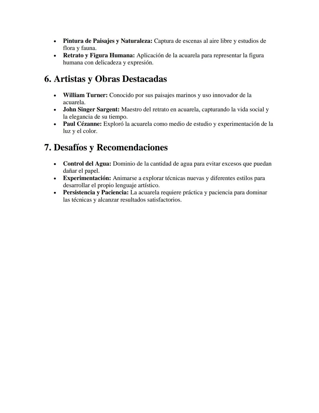 # Acuarela

APUNTES//

1. Introducción a la Acuarela

- Definición: Técnica pictórica que utiliza pigmentos diluidos en agua para crear
efec