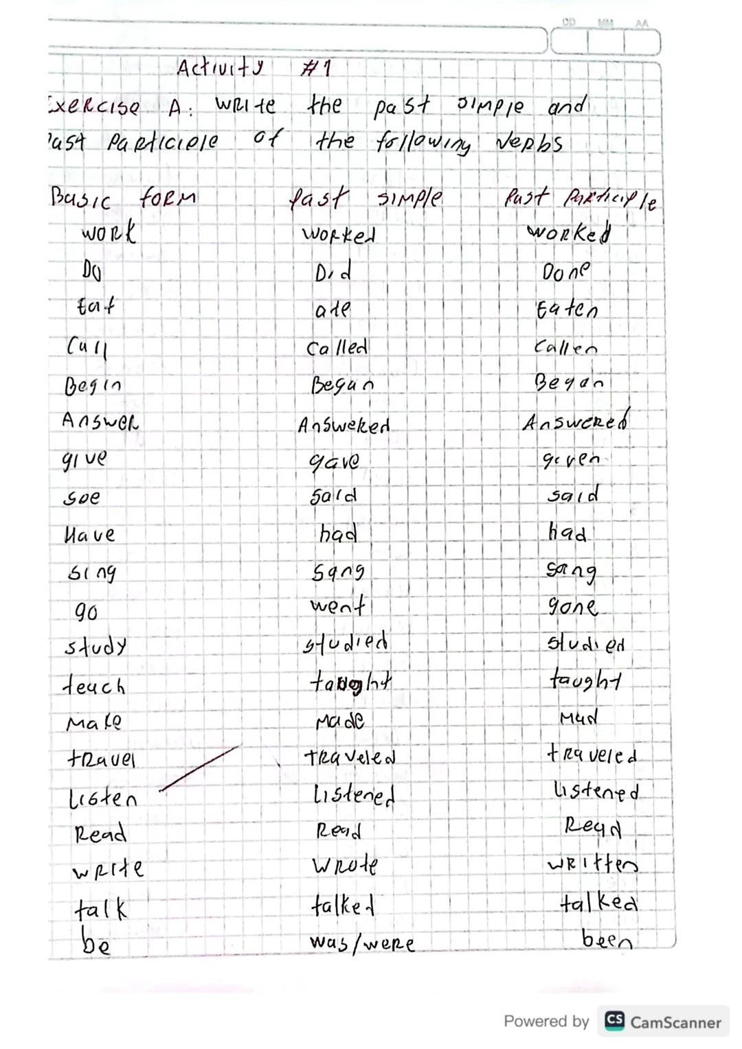 50 Verbos En Forma Basica past simple Y Past Participle