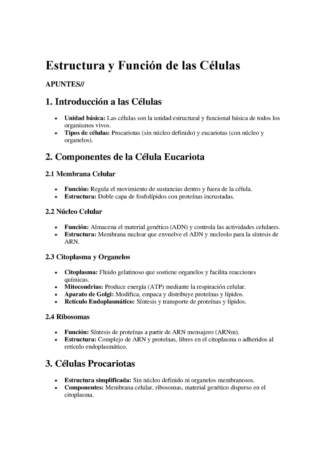 Estructura y Función de las Células