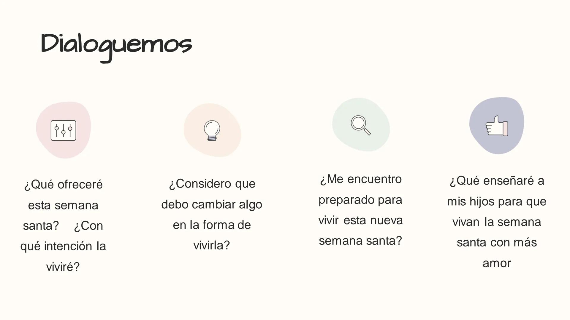 # Triduo Pascual

Taller de padres

Marzo 2023


Jueves

Santo


Viernes

Santo


Sábado

de Gloria # Oración

Querido Jesús
Vengo a ofrecer