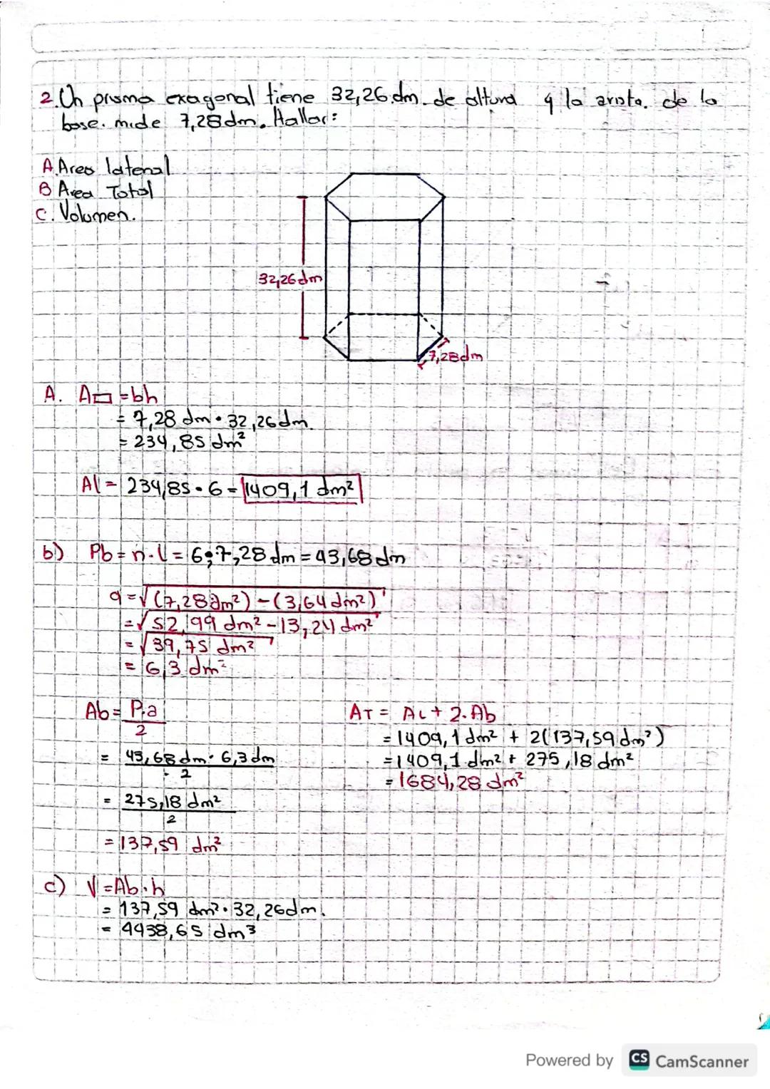 AREA Y VOLUMEN DE
LOS PRISMAS
RECTOS
On
prisma es un sólido geometrico que tiene sus bores congruentes.
4 sus coros laterales son rectangulo