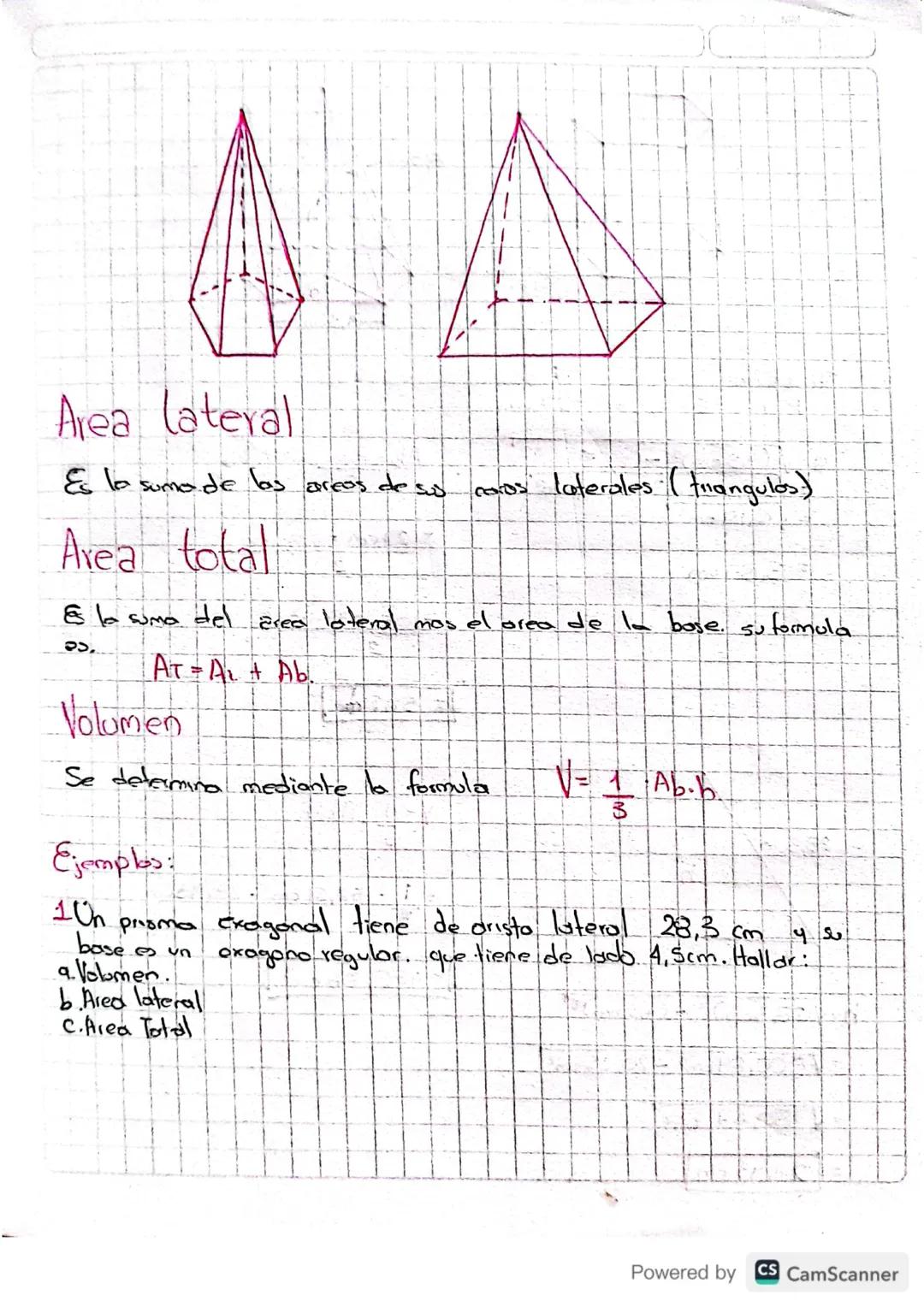 AREA Y VOLUMEN DE
LOS PRISMAS
RECTOS
On
prisma es un sólido geometrico que tiene sus bores congruentes.
4 sus coros laterales son rectangulo
