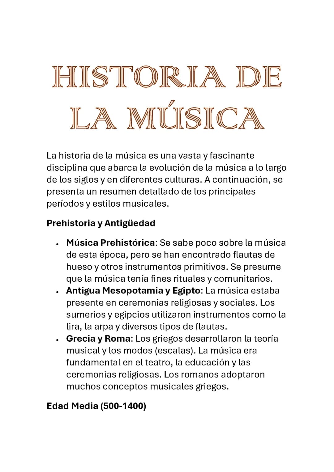 HISTORIA DE LA MÚSICA