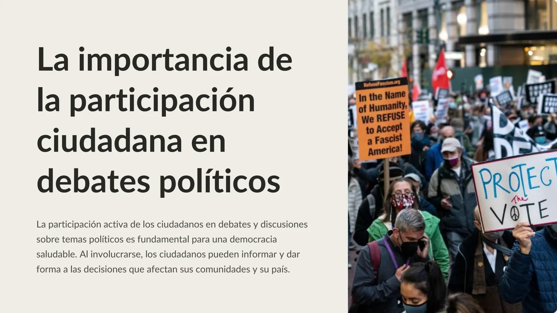 La importancia de
la participación
ciudadana en
debates políticos
La participación activa de los ciudadanos en debates y discusiones
sobre t