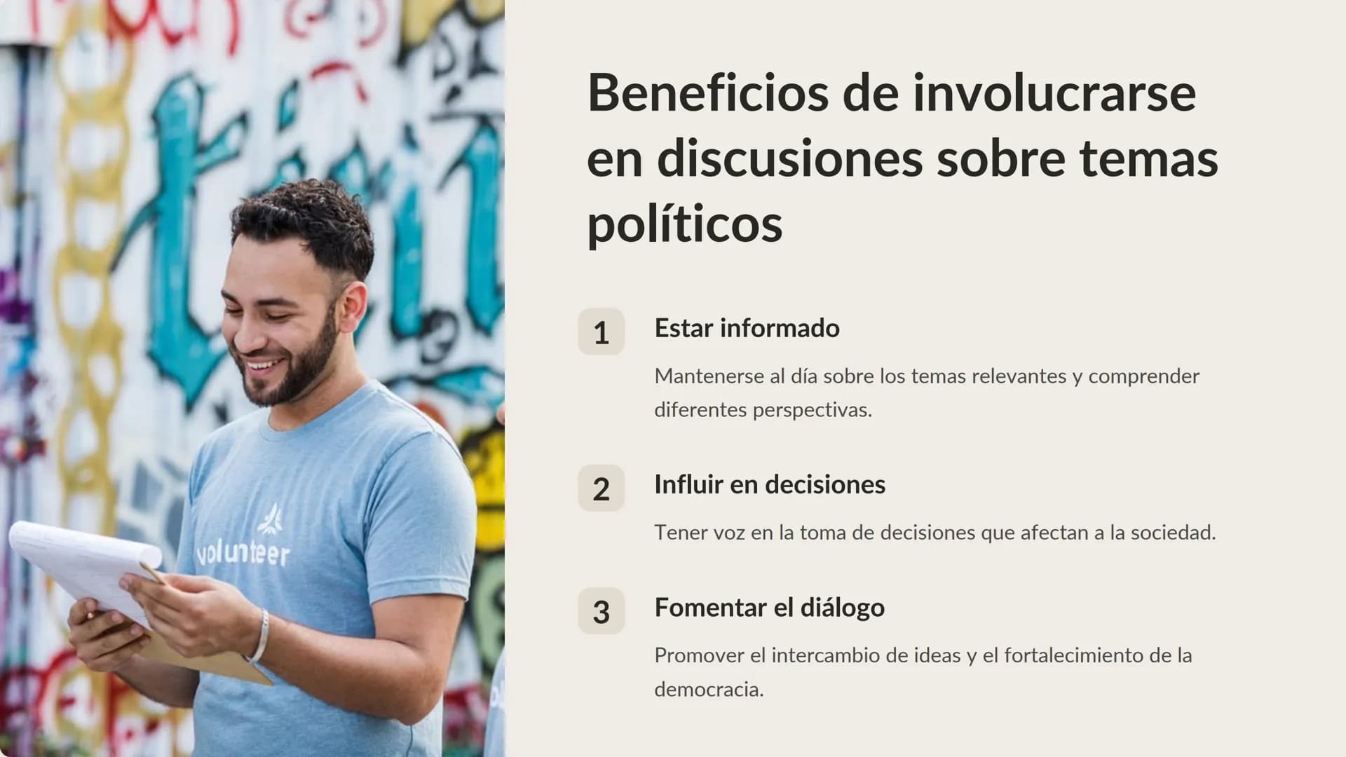 La importancia de
la participación
ciudadana en
debates políticos
La participación activa de los ciudadanos en debates y discusiones
sobre t