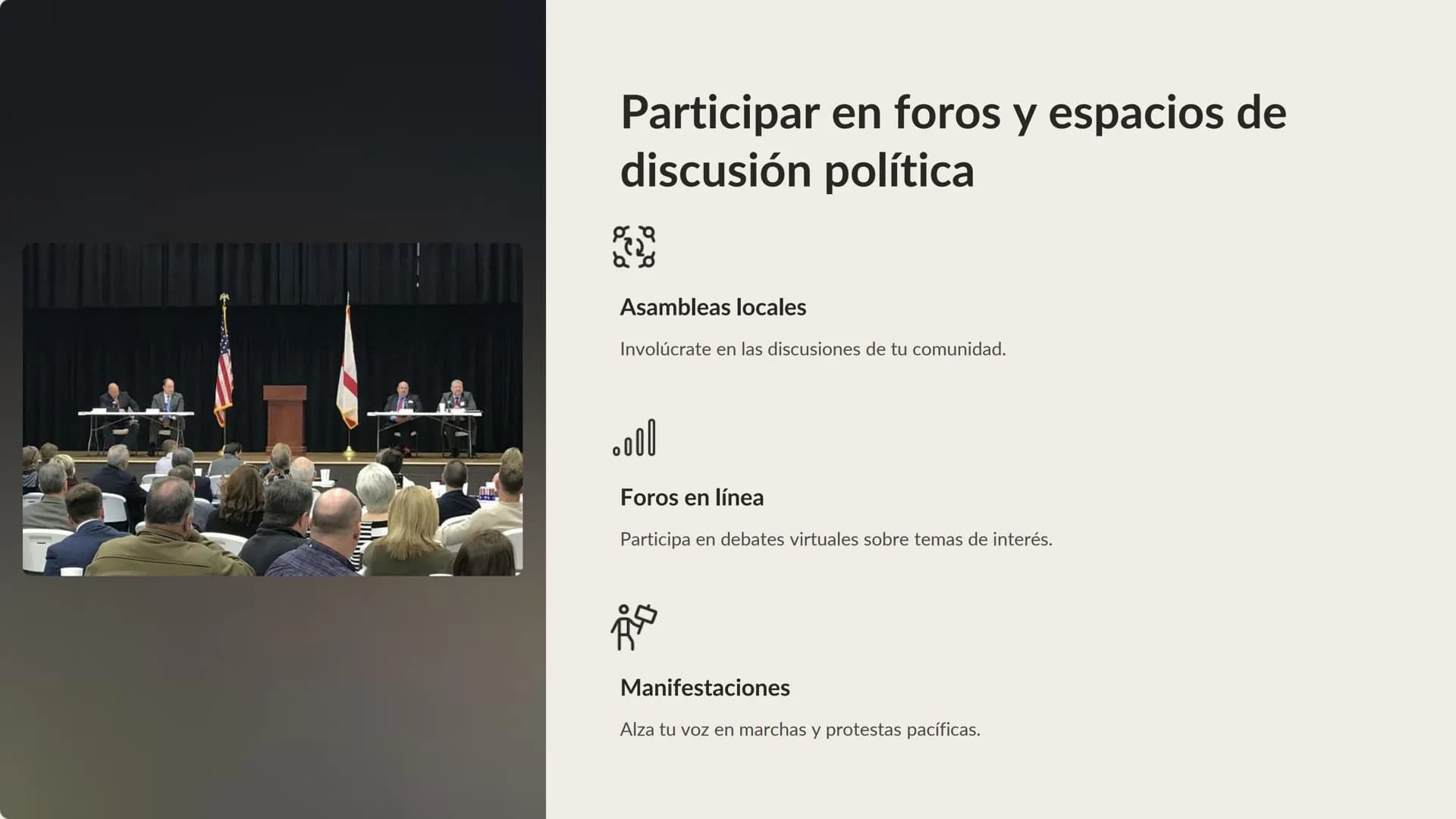La importancia de
la participación
ciudadana en
debates políticos
La participación activa de los ciudadanos en debates y discusiones
sobre t