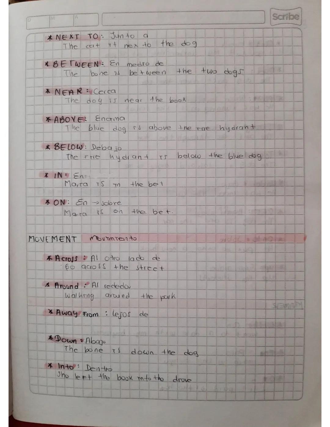 Scribe
# preposition
TIME trempo
* During Durante
He was in the hospital during recovery.
*For Por
I am running for 3 hours in the morning
*