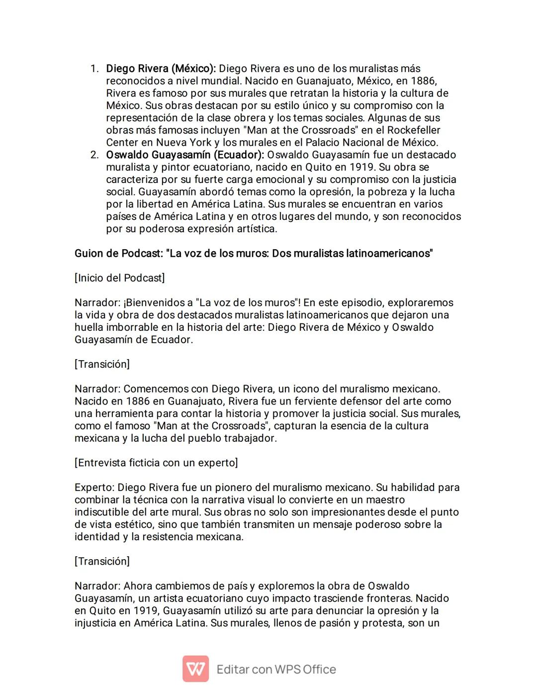 PLAN DE SUPERACION
[Encabezado] Diferencia entre Grafiti y Muralismo
[Sección 1: Grafiti]
•
•
•
•
•
Definición: Arte callejero que se realiz