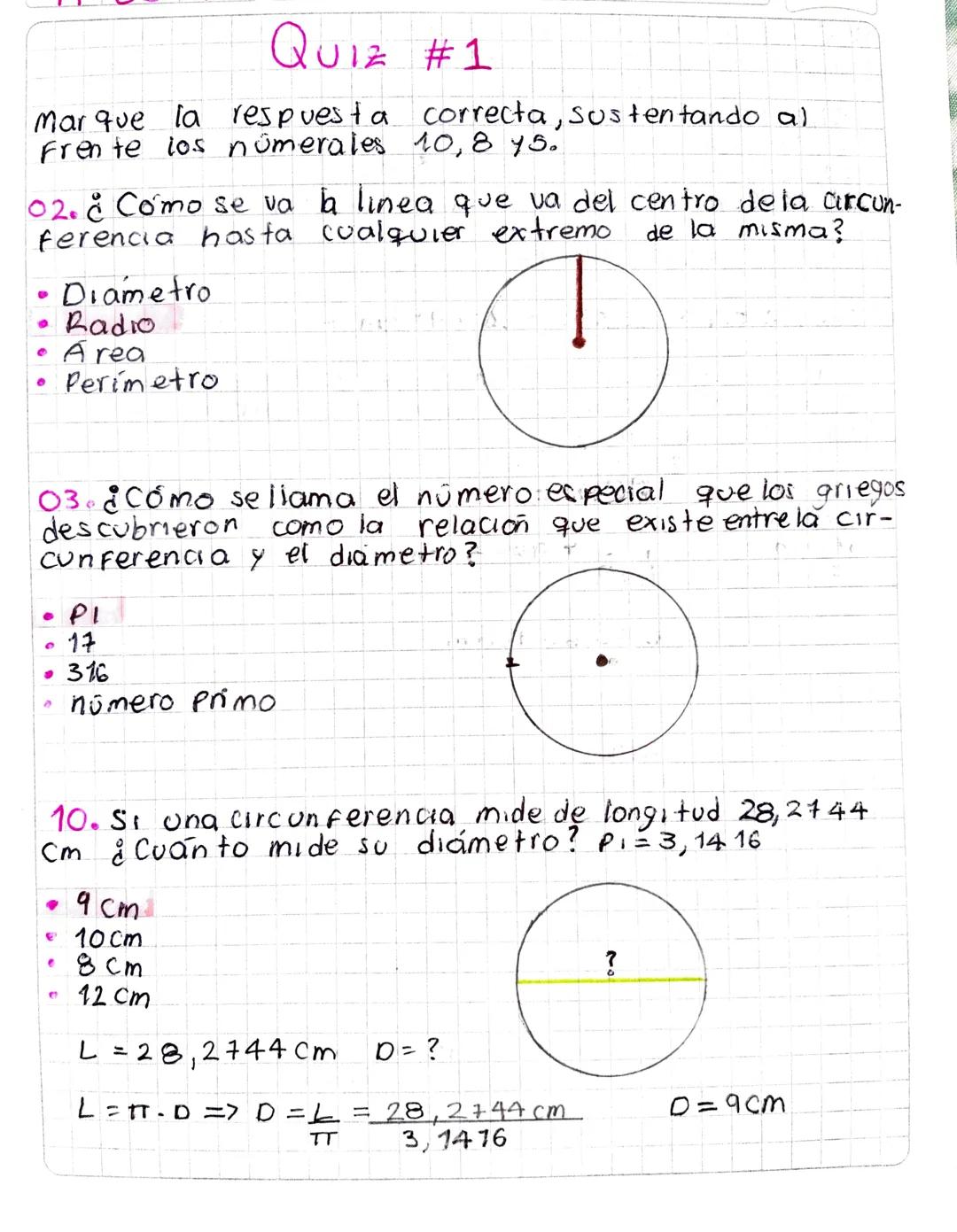Quiz #1

Mar que la respuesta correcta, sustentando al
Frente los nümerales 10,8 45.

02. ¿Cómo se va la linea que va del centro dela arcun-
