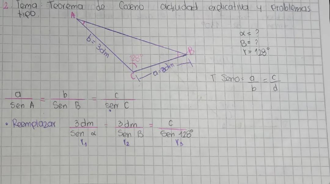Teorema de coseno y ejemplito 