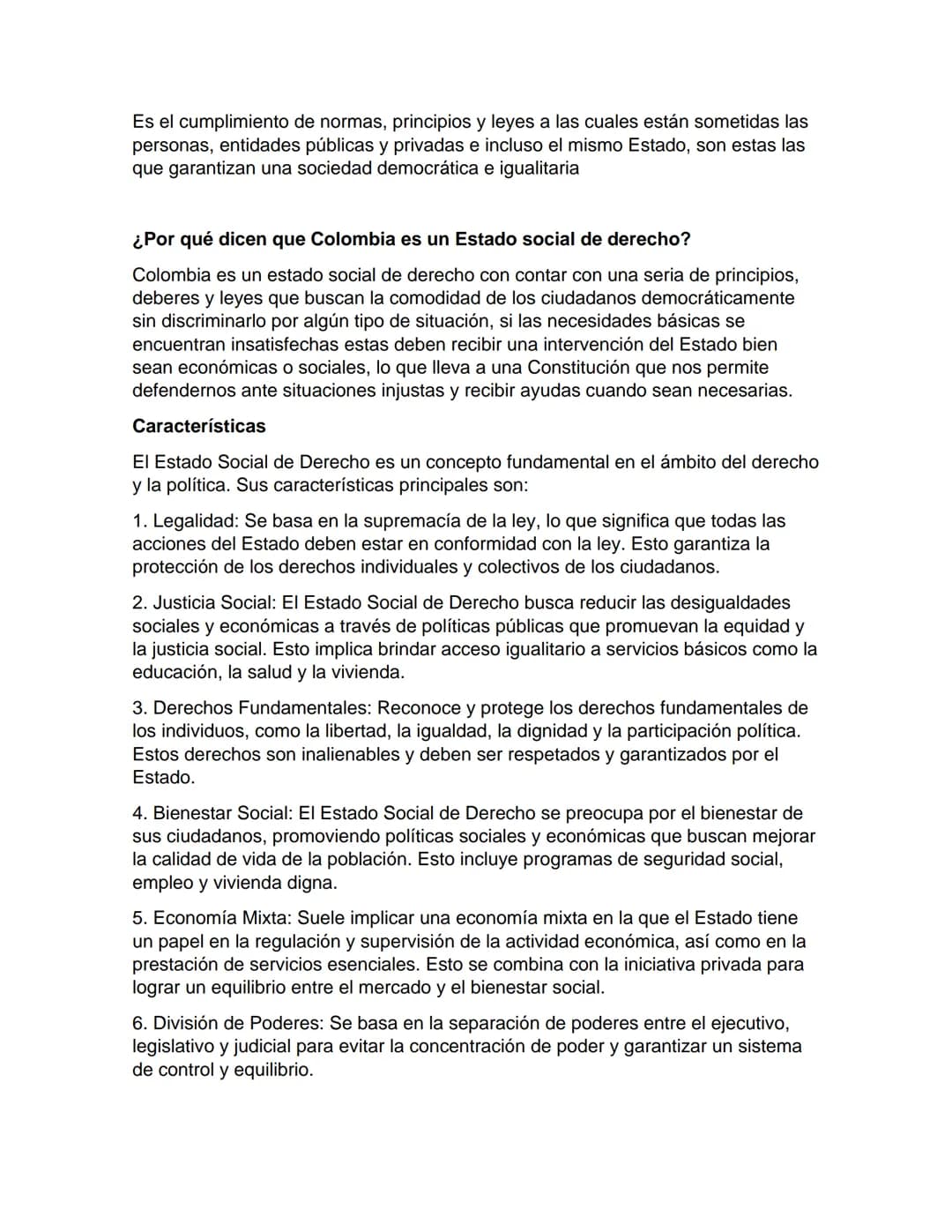 Estado Social de Derecho
¿Qué es un estado social de derecho?
Se refiere al respeto hacia la dignidad humana, el trabajo, la solidaridad de 